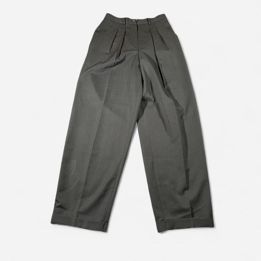 Dkny Charcoal Gray High-Waist Pleated Trousers
